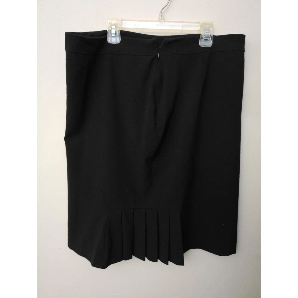 Tahari Skirt Womens Black Size 14 Pencil Pleated Hem Business Career Office